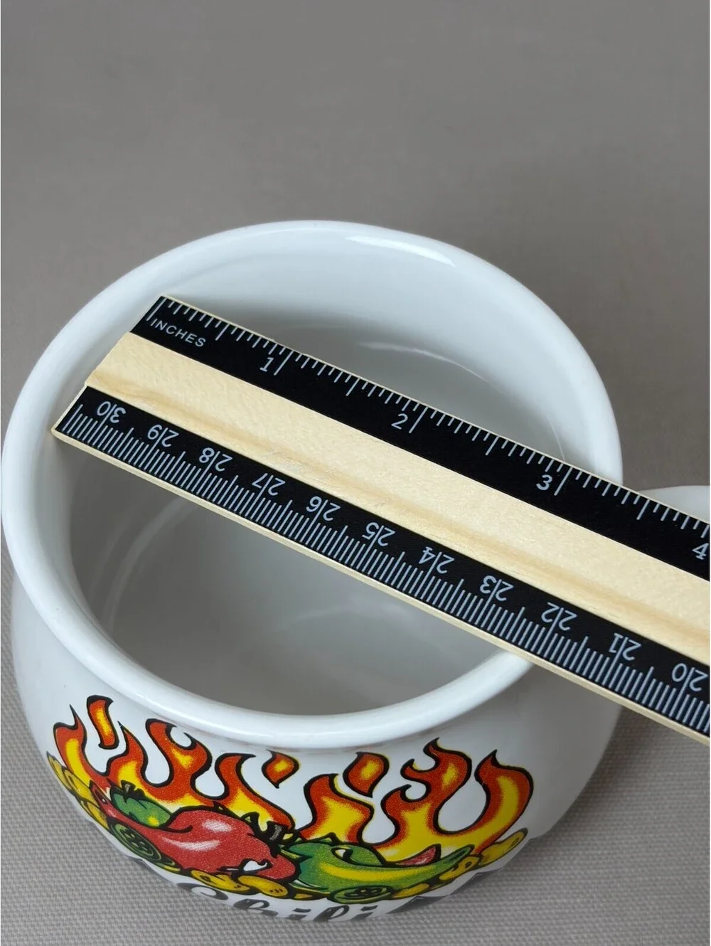 Vintage Houston Harvest Chili Soup Mug Bowl Handle Hot Peppers Flame Ceramic Cup